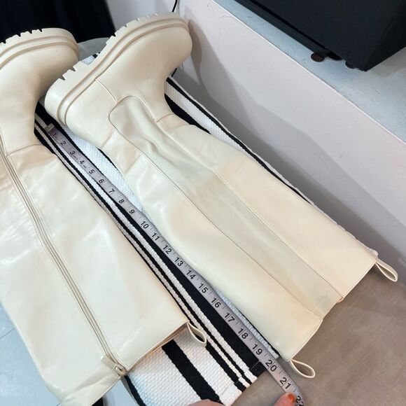 Fashion Nova Nude Big Moves Chelsea Lug Sole Knee High Boots Size 11 - Picture 9 of 11